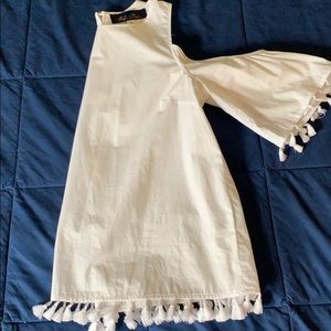 Open Shoulder White Blouse